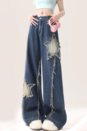 Cute Everyday Outfits, Outfit Inspo Casual Star Patch Wide Leg Jeans