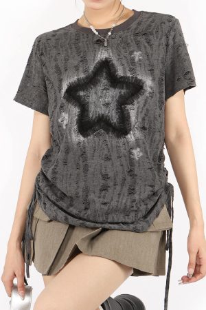 Cute Everyday Outfits, Outfit Inspo Casual Star Print Relaxed Fit T-Shirt