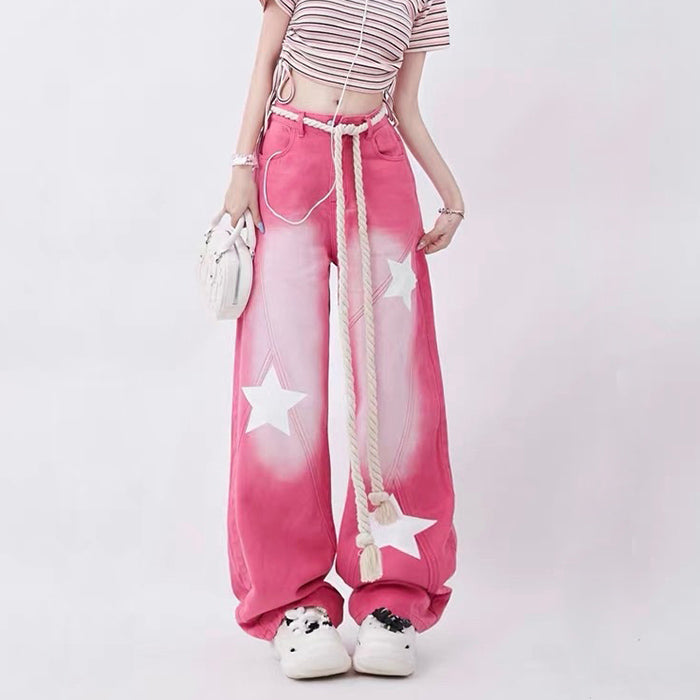 Cute Everyday Outfits, Outfit Inspo Casual Star Print Y2K Pink Jeans Cute Everyday Outfits, Outfit Inspo Casual Star Print Y2K Pink Jeans