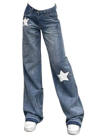 Cute Everyday Outfits, Outfit Inspo Casual Star Print Y2K Style Jeans