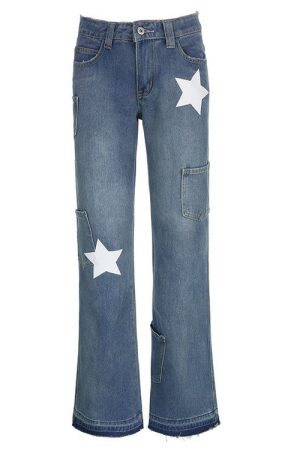 Cute Everyday Outfits, Outfit Inspo Casual Star Print Y2K Style Jeans