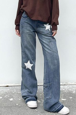 Cute Everyday Outfits, Outfit Inspo Casual Star Print Y2K Style Jeans