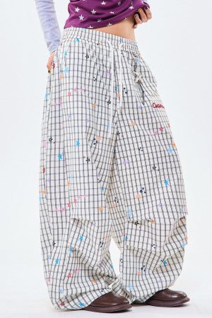 Cute Everyday Outfits, Outfit Inspo Casual Starry Grid Aesthetic Wide Leg Pants