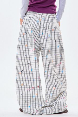 Cute Everyday Outfits, Outfit Inspo Casual Starry Grid Aesthetic Wide Leg Pants