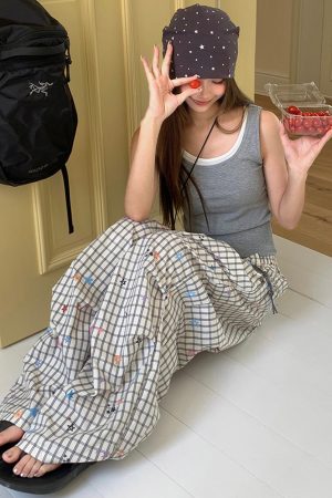 Cute Everyday Outfits, Outfit Inspo Casual Starry Grid Aesthetic Wide Leg Pants