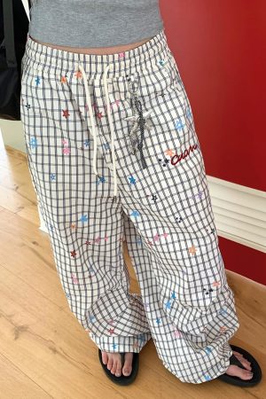 Cute Everyday Outfits, Outfit Inspo Casual Starry Grid Aesthetic Wide Leg Pants