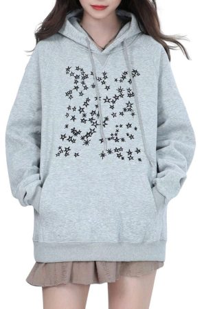 Cute Everyday Outfits, Outfit Inspo Casual Stars Embroidery Hoodie