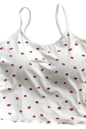 Cute Everyday Outfits, Outfit Inspo Casual Strawberry Print Tank Top