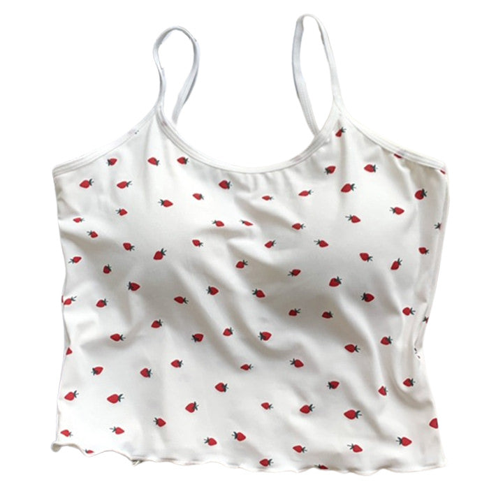 Cute Everyday Outfits, Outfit Inspo Casual Strawberry Print Tank Top