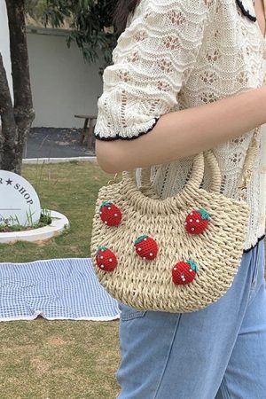 Cute Everyday Outfits, Outfit Inspo Casual Strawberry Straw Bag