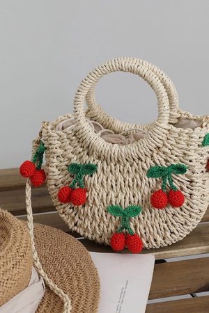 Cute Everyday Outfits, Outfit Inspo Casual Strawberry Straw Bag
