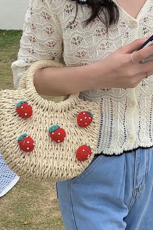 Cute Everyday Outfits, Outfit Inspo Casual Strawberry Straw Bag