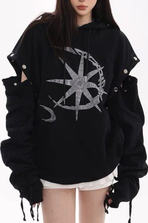 Cute Everyday Outfits, Outfit Inspo Casual Sun & Moon Rhinestone Hoodie