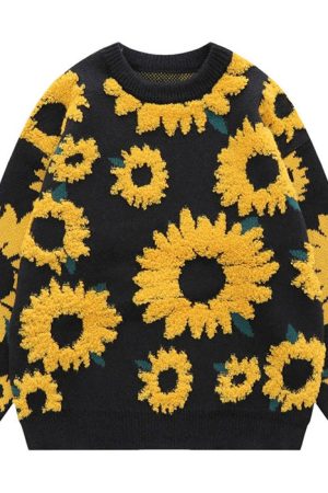 Cute Everyday Outfits, Outfit Inspo Casual Sunflower Oversized Sweater