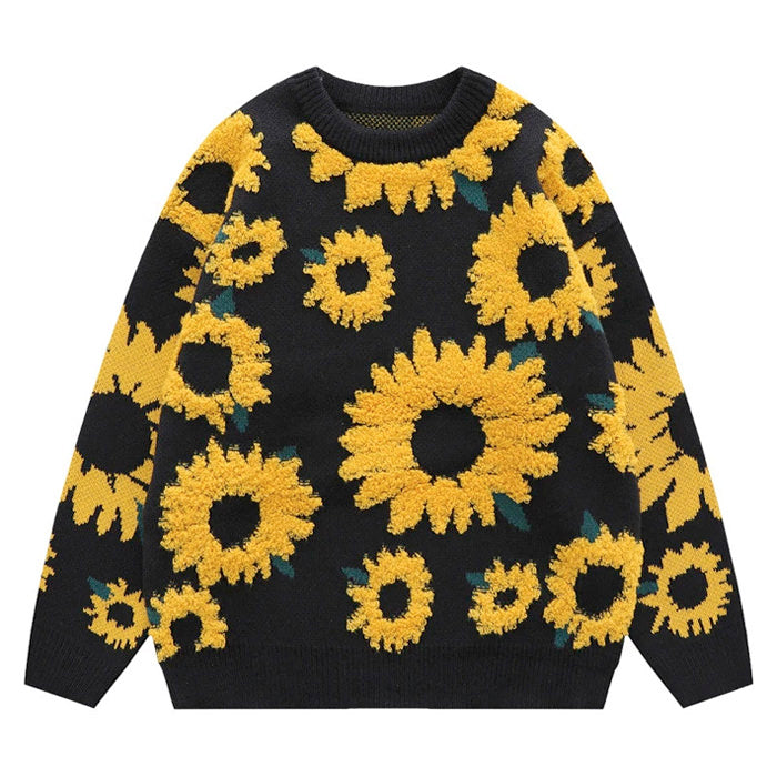 Cute Everyday Outfits, Outfit Inspo Casual Sunflower Oversized Sweater