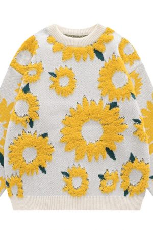Cute Everyday Outfits, Outfit Inspo Casual Sunflower Oversized Sweater