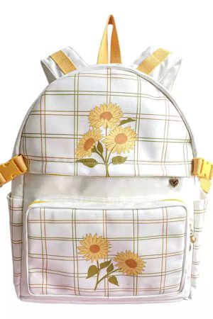 Cute Everyday Outfits, Outfit Inspo Casual Sunflower Plaid Backpack