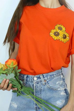 Cute Everyday Outfits, Outfit Inspo Casual Sunflower T-Shirt