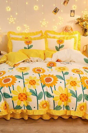 Cute Everyday Outfits, Outfit Inspo Casual Sunflowers Aesthetic Bedding Set