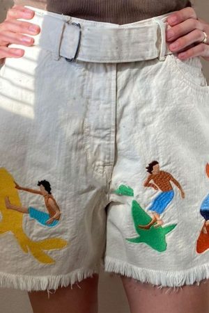 Cute Everyday Outfits, Outfit Inspo Casual Surfing And Sharks Embroidery Shorts