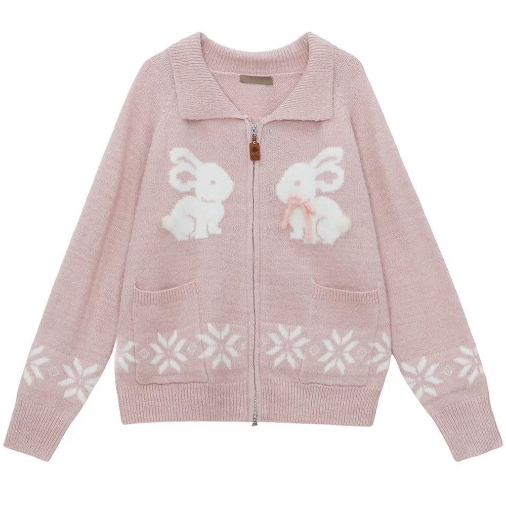 Cute Everyday Outfits, Outfit Inspo Casual Sweet Attitude Bunny Zip Up Cardigan