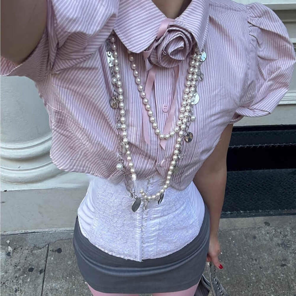 Cute Everyday Outfits, Outfit Inspo Casual Sweet Attitude Striped Crop Shirt Cute Everyday Outfits, Outfit Inspo Casual Sweet Attitude Striped Crop Shirt