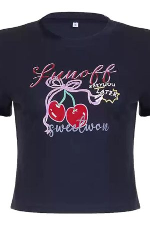 Cute Everyday Outfits, Outfit Inspo Casual Sweet Cherry Crop Top