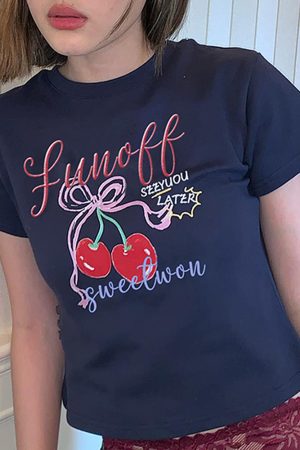 Cute Everyday Outfits, Outfit Inspo Casual Sweet Cherry Crop Top