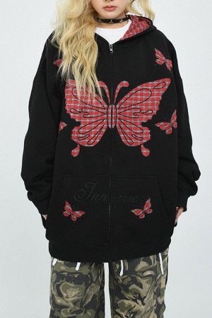 Cute Everyday Outfits, Outfit Inspo Casual Teen Spirit Grunge Butterfly Hoodie