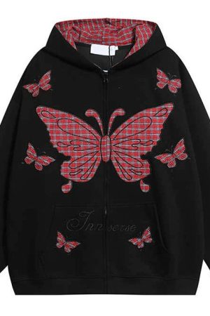 Cute Everyday Outfits, Outfit Inspo Casual Teen Spirit Grunge Butterfly Hoodie
