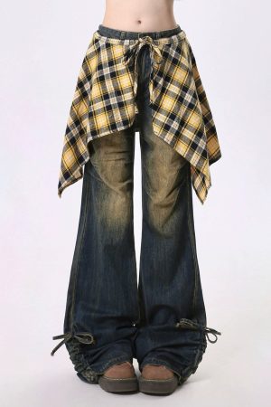 Cute Everyday Outfits, Outfit Inspo Casual Teenage Drama Shirt-Tied Baggy Jeans