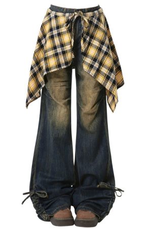 Cute Everyday Outfits, Outfit Inspo Casual Teenage Drama Shirt-Tied Baggy Jeans