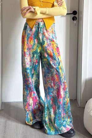 Cute Everyday Outfits, Outfit Inspo Casual Tie-Dye Wide-Leg Jeans