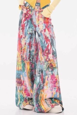 Cute Everyday Outfits, Outfit Inspo Casual Tie-Dye Wide-Leg Jeans