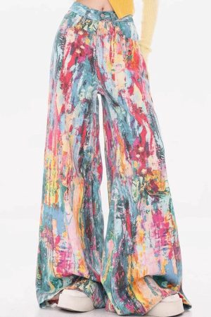 Cute Everyday Outfits, Outfit Inspo Casual Tie-Dye Wide-Leg Jeans