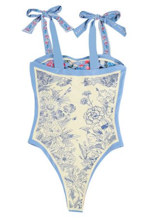 Cute Everyday Outfits, Outfit Inspo Casual Tie Strap Reversible Blue Swimsuit