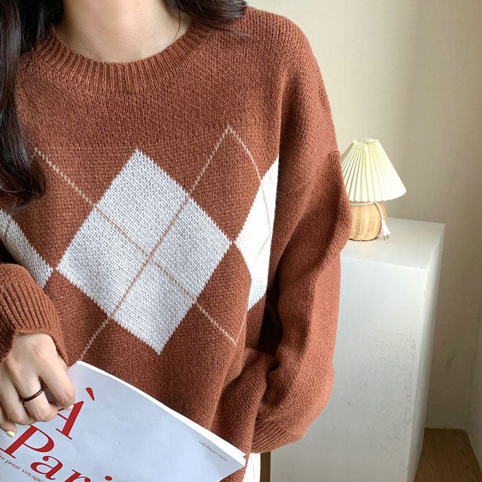 Cute Everyday Outfits, Outfit Inspo Casual Too Well Brown Argyle Sweater