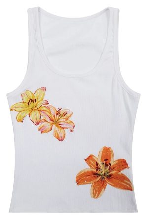Cute Everyday Outfits, Outfit Inspo Casual Tropical Flowers Coconut Girl Aesthetic Tank