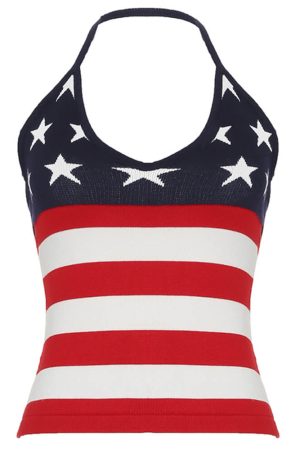 Cute Everyday Outfits, Outfit Inspo Casual USA Stars & Stripes Halter Top
