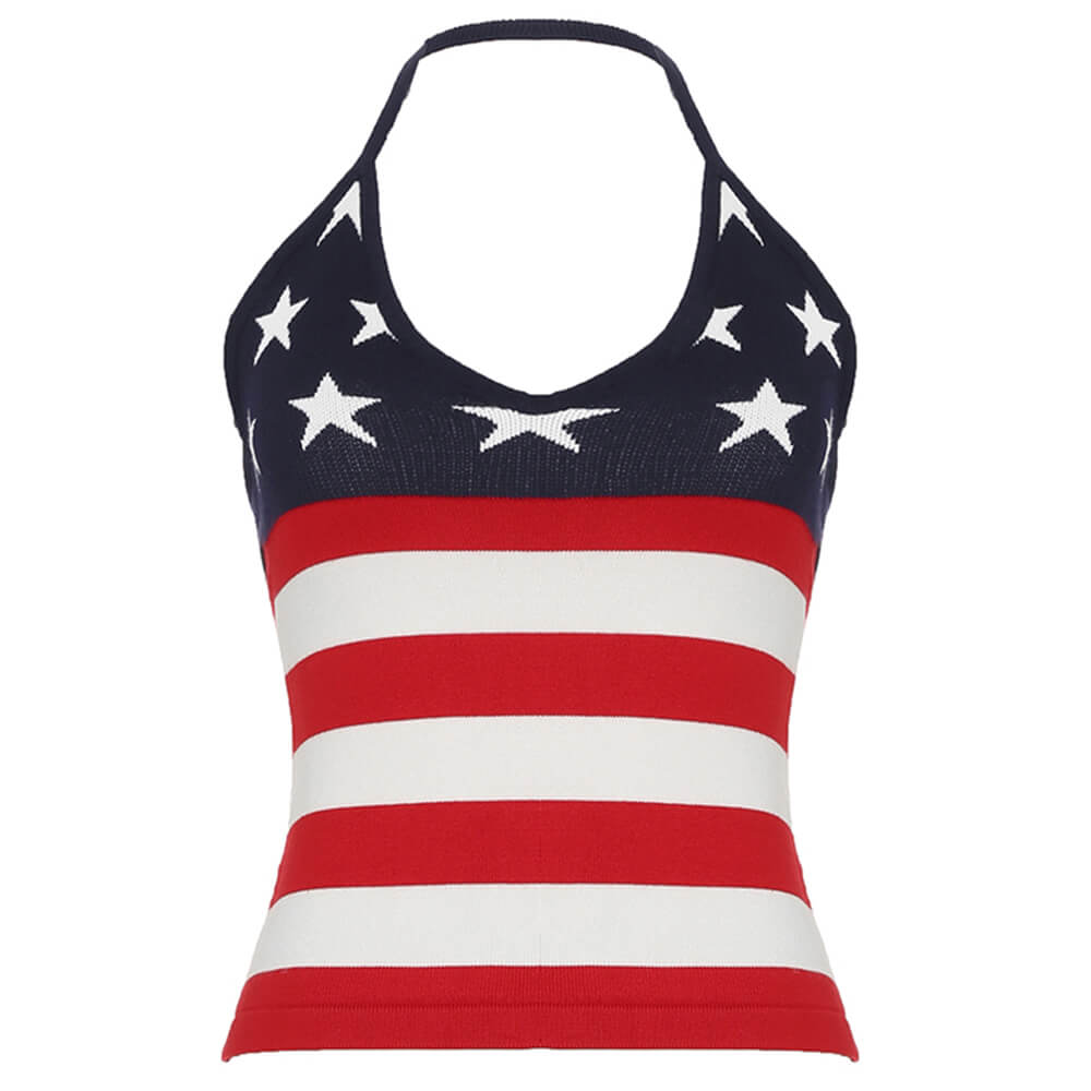 Cute Everyday Outfits, Outfit Inspo Casual USA Stars & Stripes Halter Top