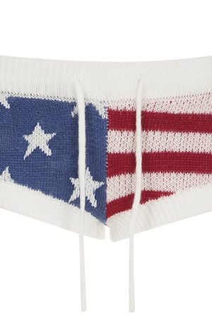 Cute Everyday Outfits, Outfit Inspo Casual USA Stars & Stripes Knit Shorts