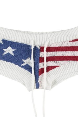 Cute Everyday Outfits, Outfit Inspo Casual USA Stars & Stripes Knit Shorts