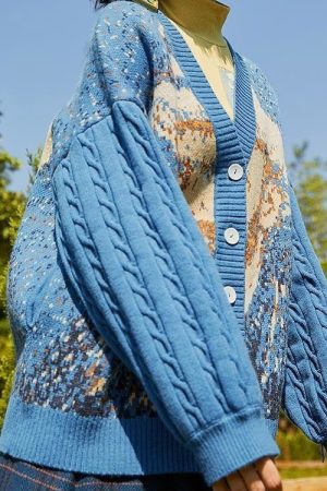 Cute Everyday Outfits, Outfit Inspo Casual Van Gogh Self-Portrait Knit Cardigan