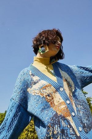 Cute Everyday Outfits, Outfit Inspo Casual Van Gogh Self-Portrait Knit Cardigan