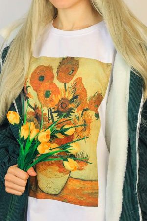 Cute Everyday Outfits, Outfit Inspo Casual Van Gogh Sunflowers Tee