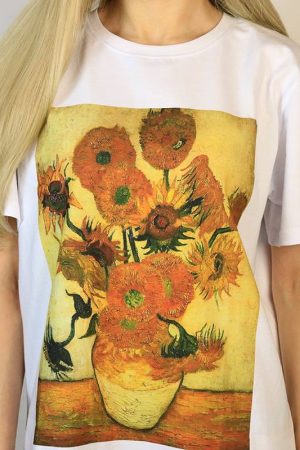 Cute Everyday Outfits, Outfit Inspo Casual Van Gogh Sunflowers Tee