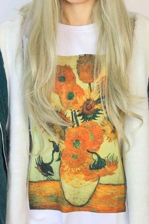 Cute Everyday Outfits, Outfit Inspo Casual Van Gogh Sunflowers Tee