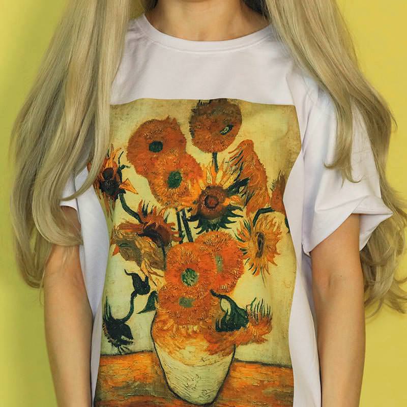Cute Everyday Outfits, Outfit Inspo Casual Van Gogh Sunflowers Tee