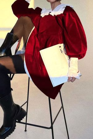 Cute Everyday Outfits, Outfit Inspo Casual Velvet Collar Mini Black Dress