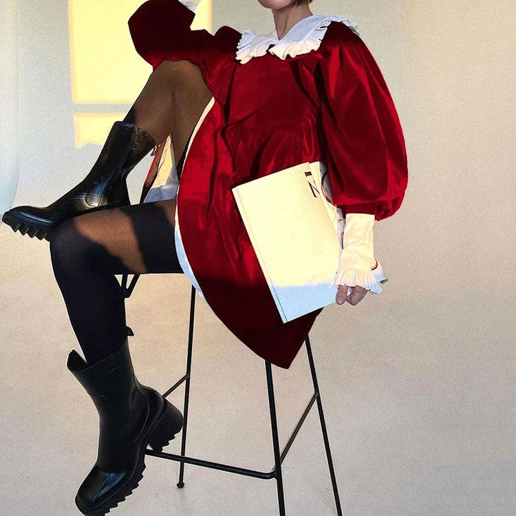 Cute Everyday Outfits, Outfit Inspo Casual Velvet Collar Mini Black Dress Cute Everyday Outfits, Outfit Inspo Casual Velvet Collar Mini Black Dress